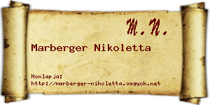 Marberger Nikoletta névjegykártya